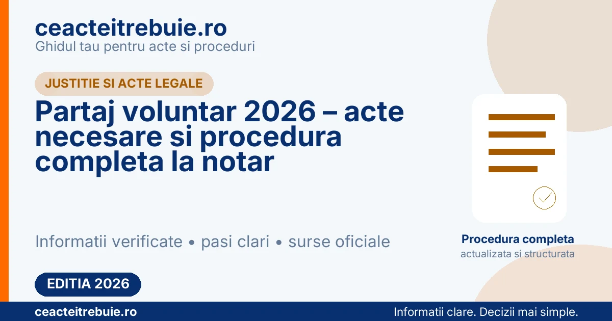 Partaj voluntar 2026 – acte necesare si procedura completa la notar