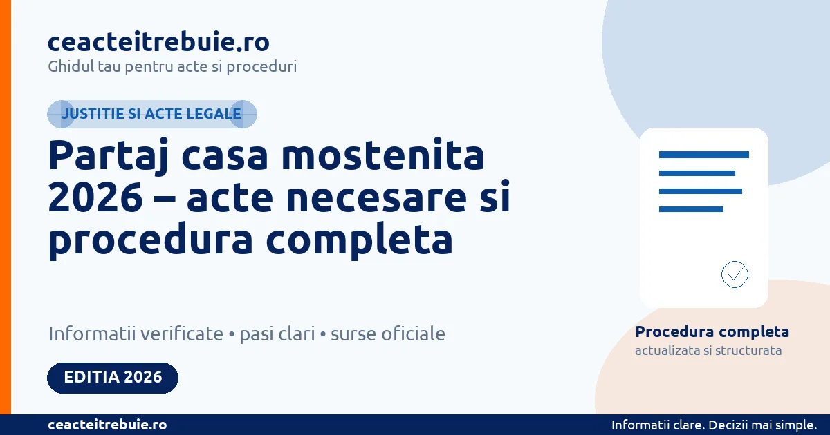 Partaj casa mostenita 2026 – acte necesare si procedura completa
