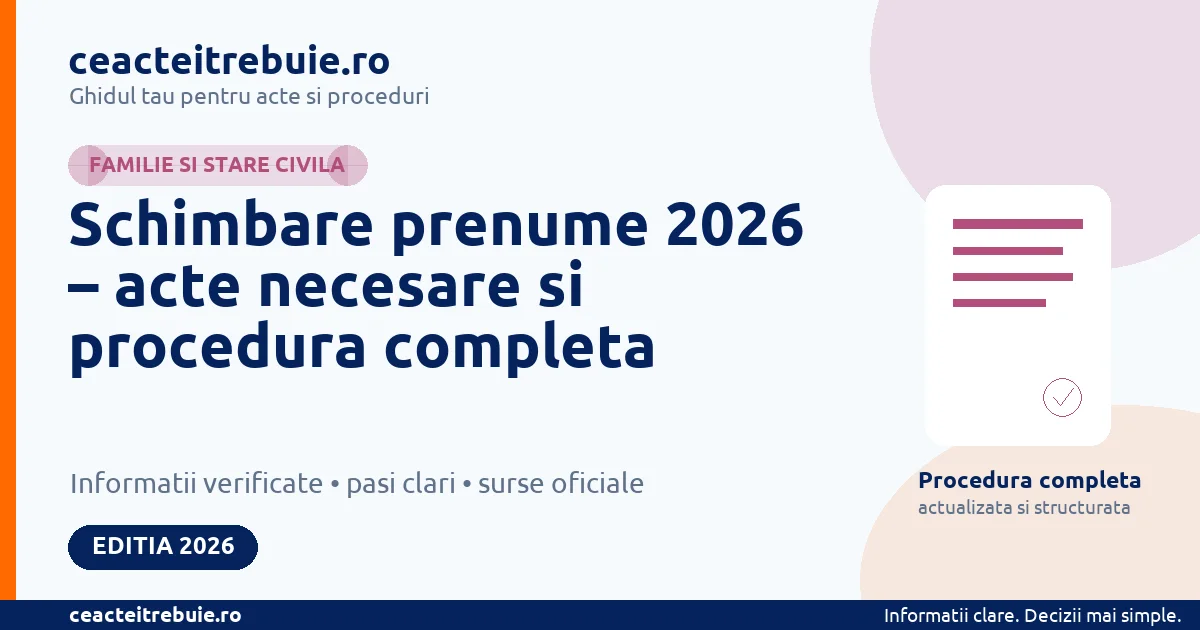 Schimbare prenume 2026 – acte necesare si procedura completa