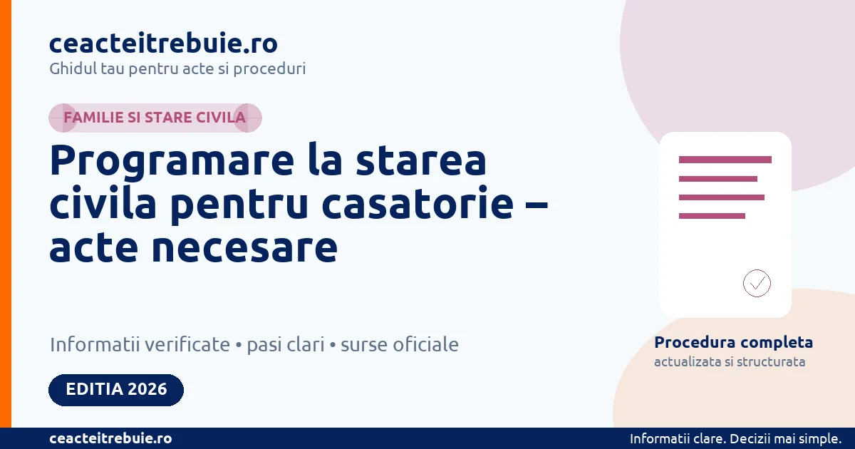 Programare la starea civila pentru casatorie – acte necesare