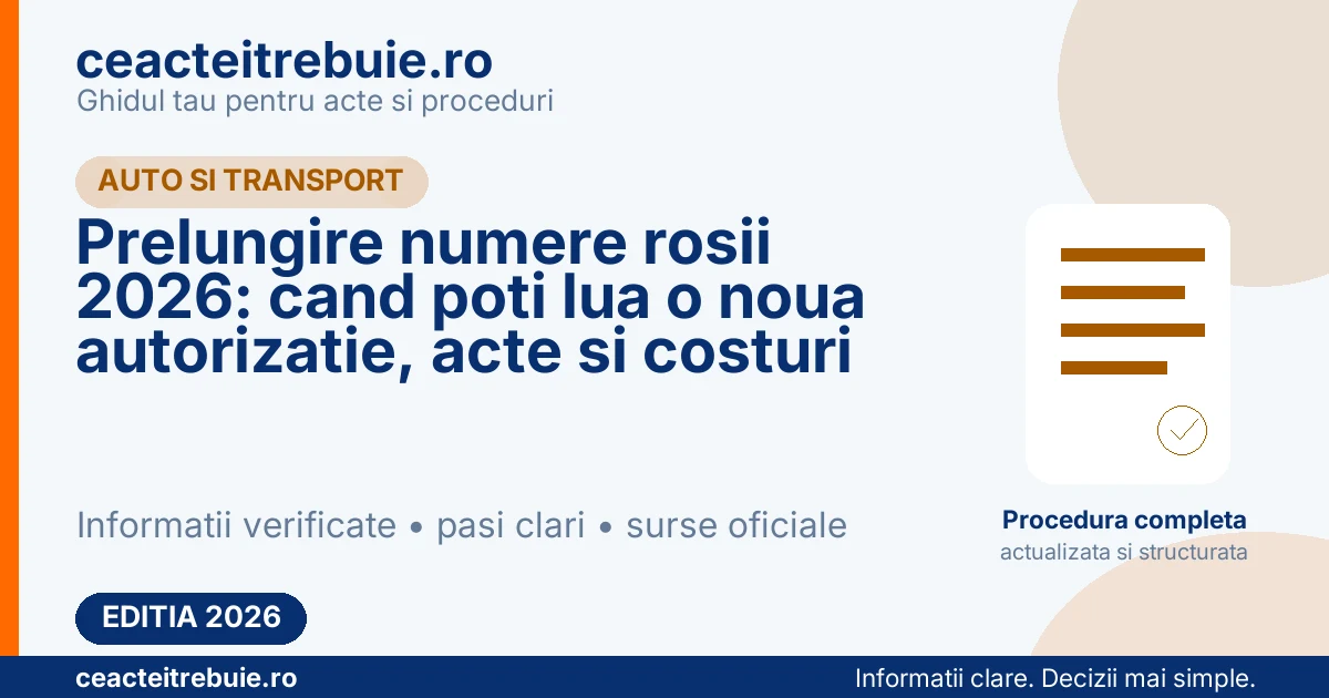 Prelungire numere rosii 2026: cand poti lua o noua autorizatie, acte si costuri