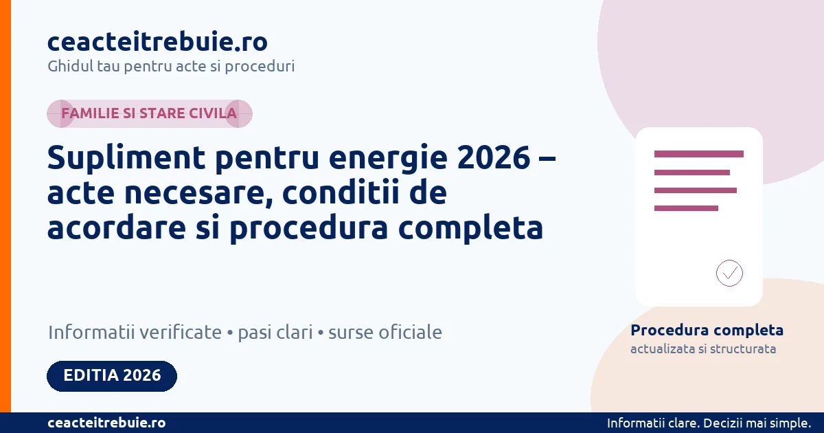 Supliment pentru energie 2026 – acte necesare, conditii de acordare si procedura completa