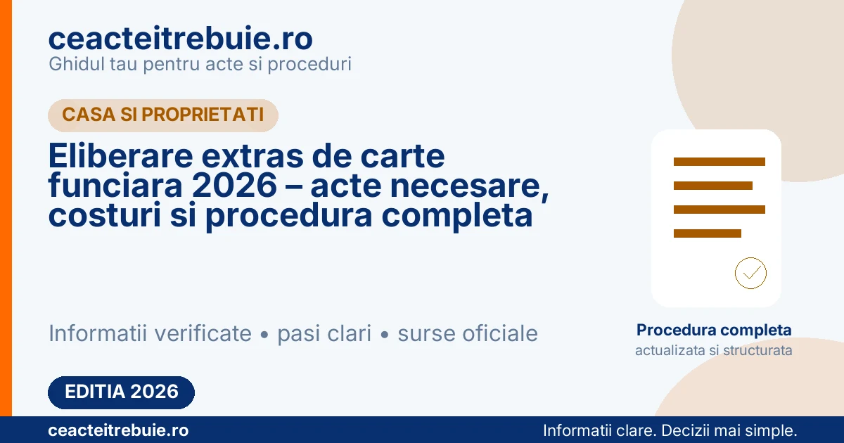 Eliberare extras de carte funciara 2026 – acte necesare, costuri si procedura completa
