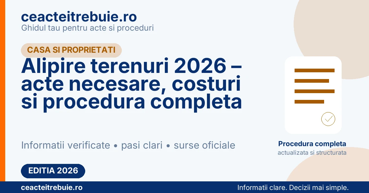 Alipire terenuri 2026 – acte necesare, costuri si procedura completa