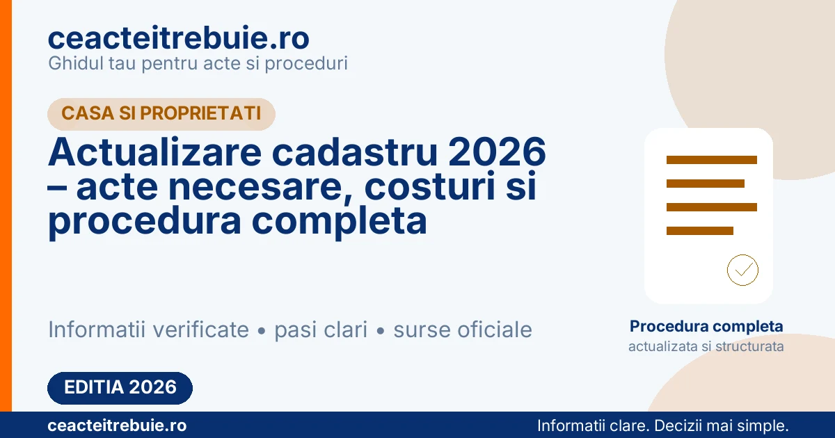 Actualizare cadastru 2026 – acte necesare, costuri si procedura completa