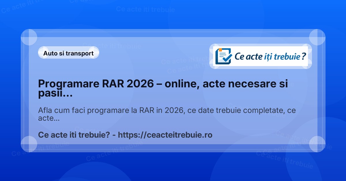 Programare RAR 2026 – online, acte necesare si pasii corecti