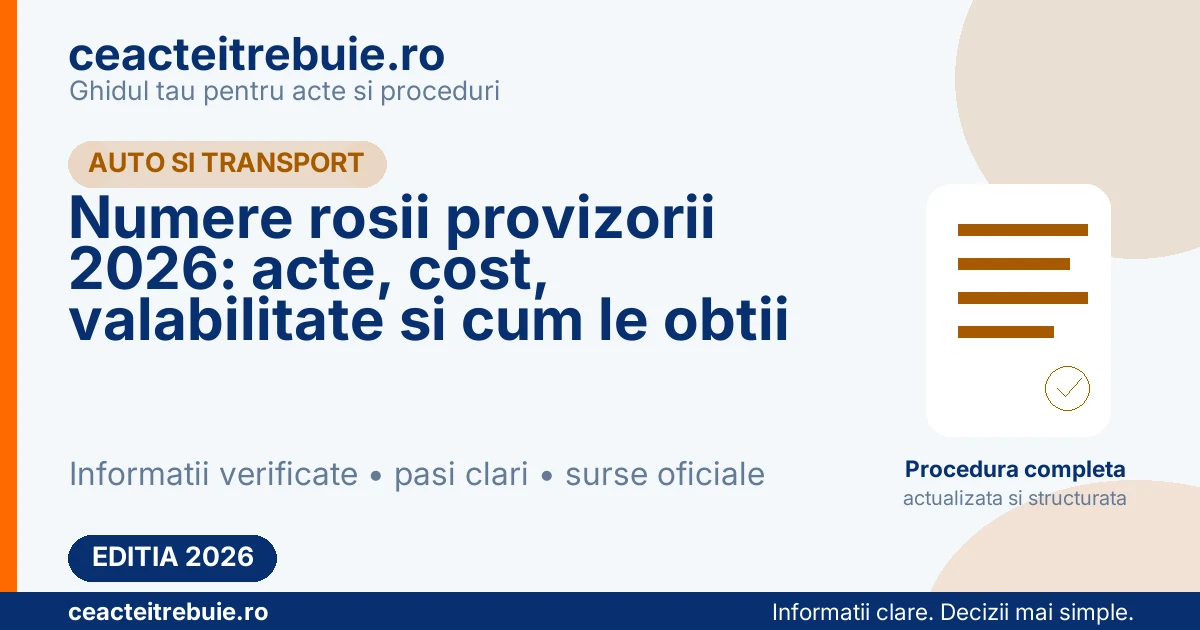 Numere rosii provizorii 2026: acte, cost, valabilitate si cum le obtii