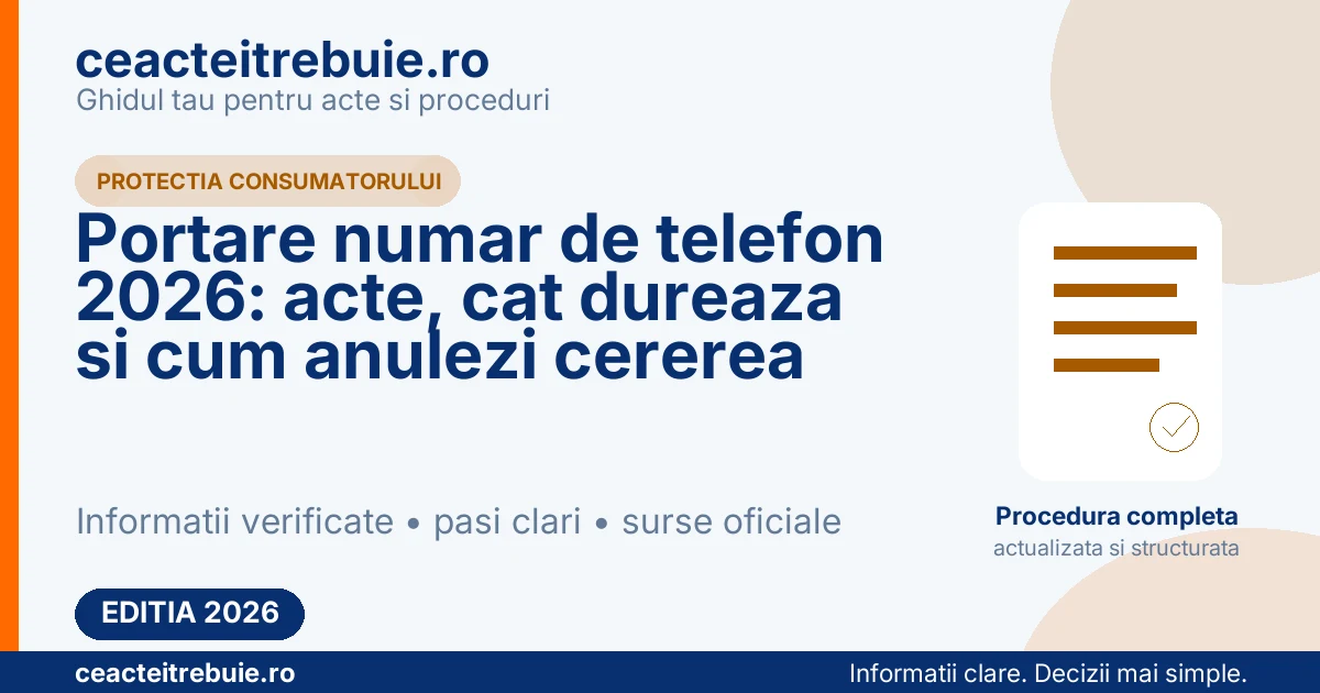 Portare numar de telefon 2026: acte, cat dureaza si cum anulezi cererea