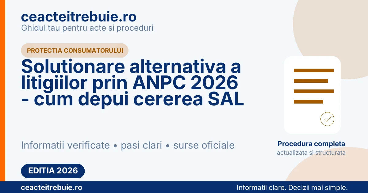 Solutionare alternativa a litigiilor prin ANPC 2026 - cum depui cererea SAL