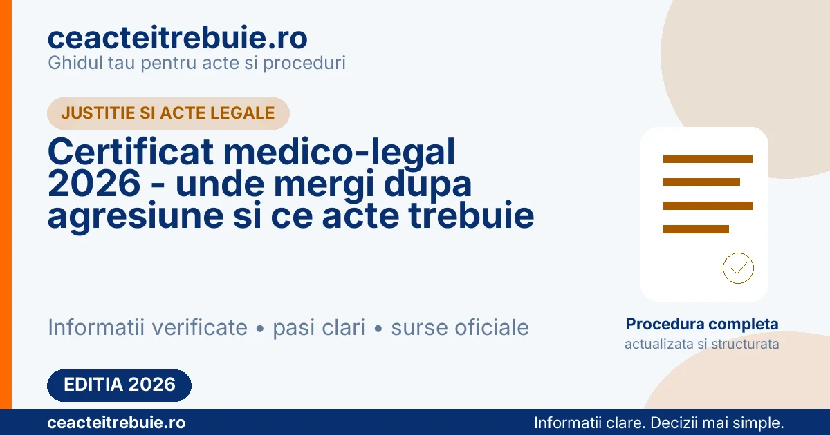 Certificat medico-legal 2026 - unde mergi dupa agresiune si ce acte trebuie