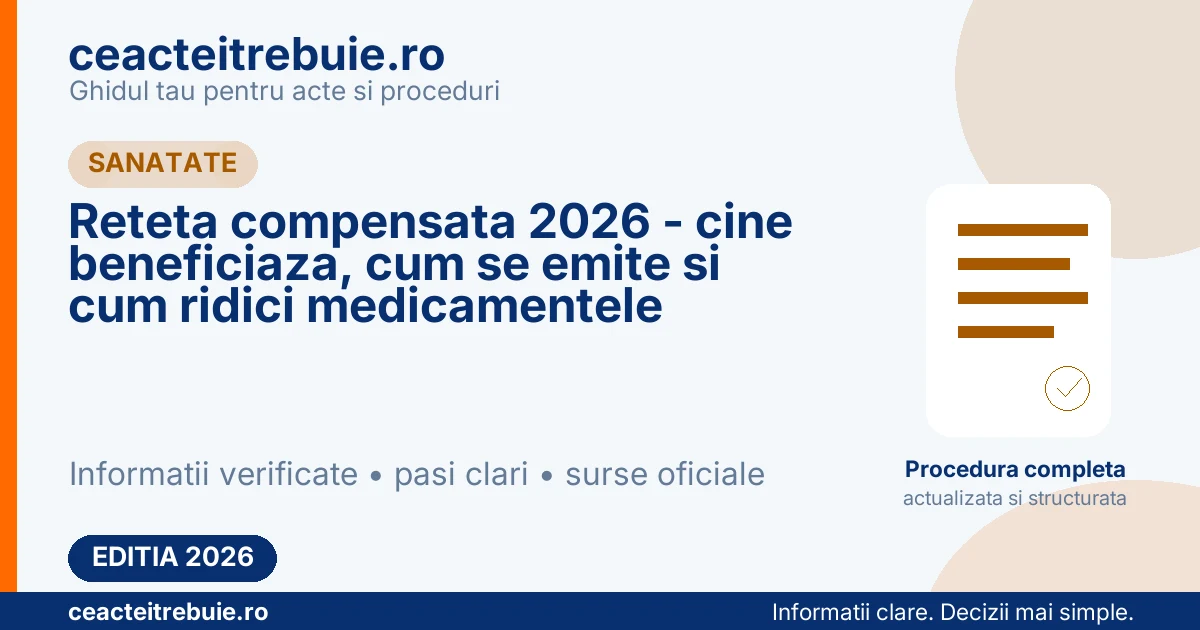 Reteta compensata 2026 - cine beneficiaza, cum se emite si cum ridici medicamentele