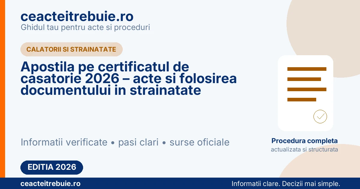Apostila pe certificatul de casatorie 2026 – acte si folosirea documentului in strainatate