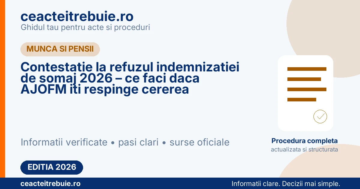 Contestatie la refuzul indemnizatiei de somaj 2026 – ce faci daca AJOFM iti respinge cererea
