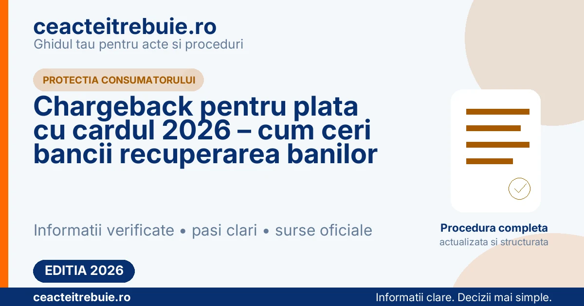Chargeback pentru plata cu cardul 2026 – cum ceri bancii recuperarea banilor