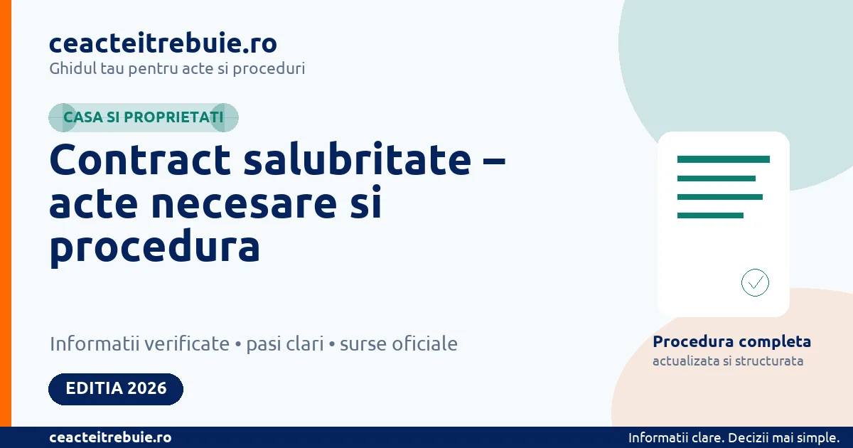 Contract salubritate – acte necesare si procedura