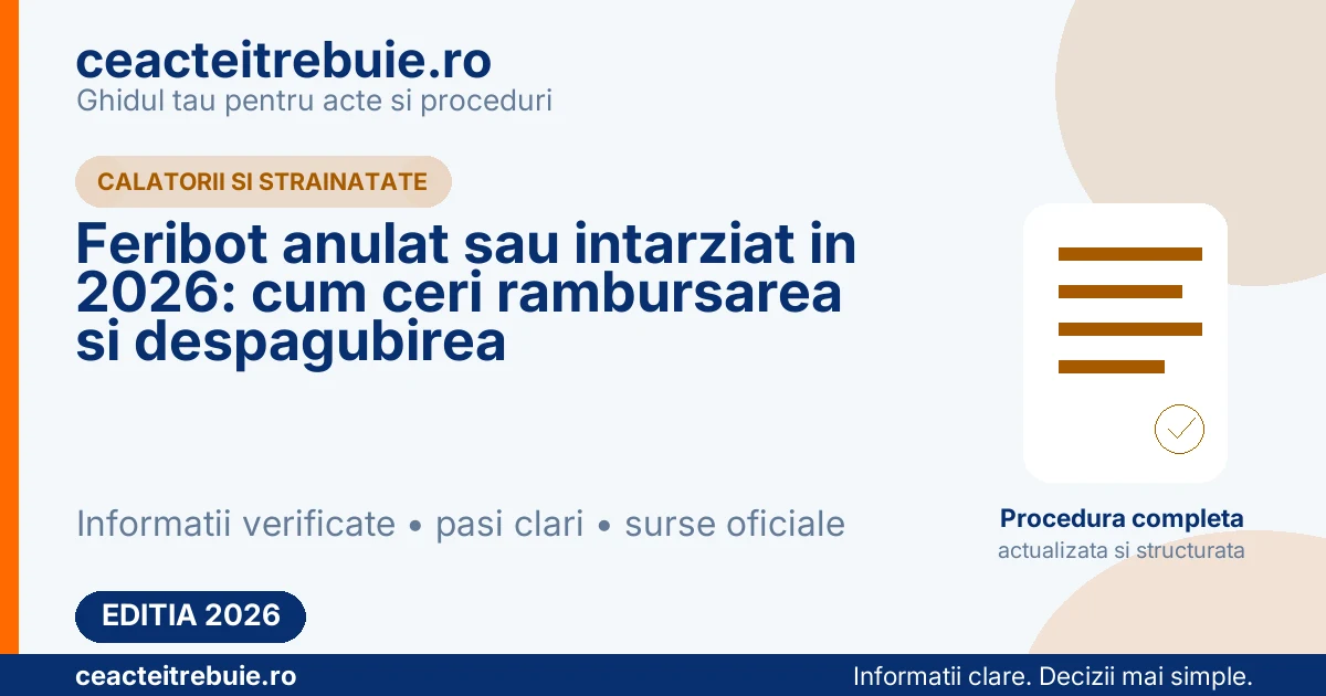 Feribot anulat sau intarziat in 2026: cum ceri rambursarea si despagubirea